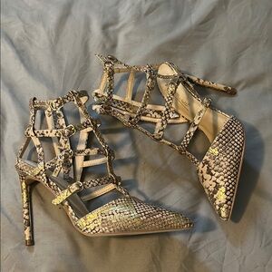 Elegant Snakeskin Strappy Heels